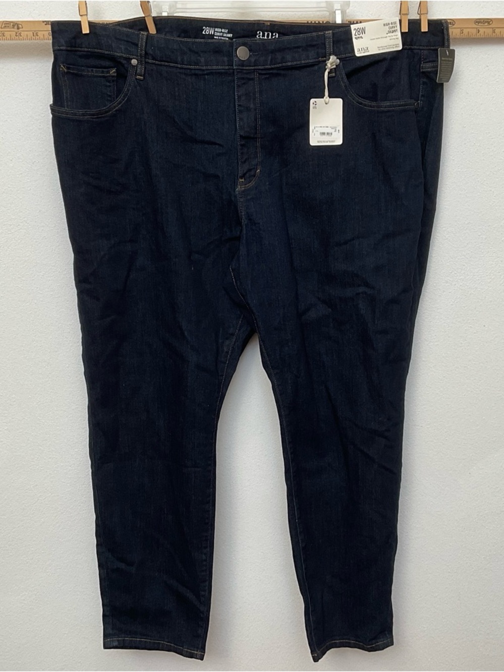 NWT Ana Dark Wash High Rise Curvy Skinny Jeans Size 28W Reinforced Pockets